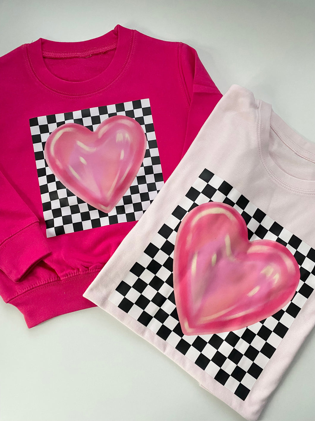 Bubble Checker Heart Valentines Kids Sweatshirt