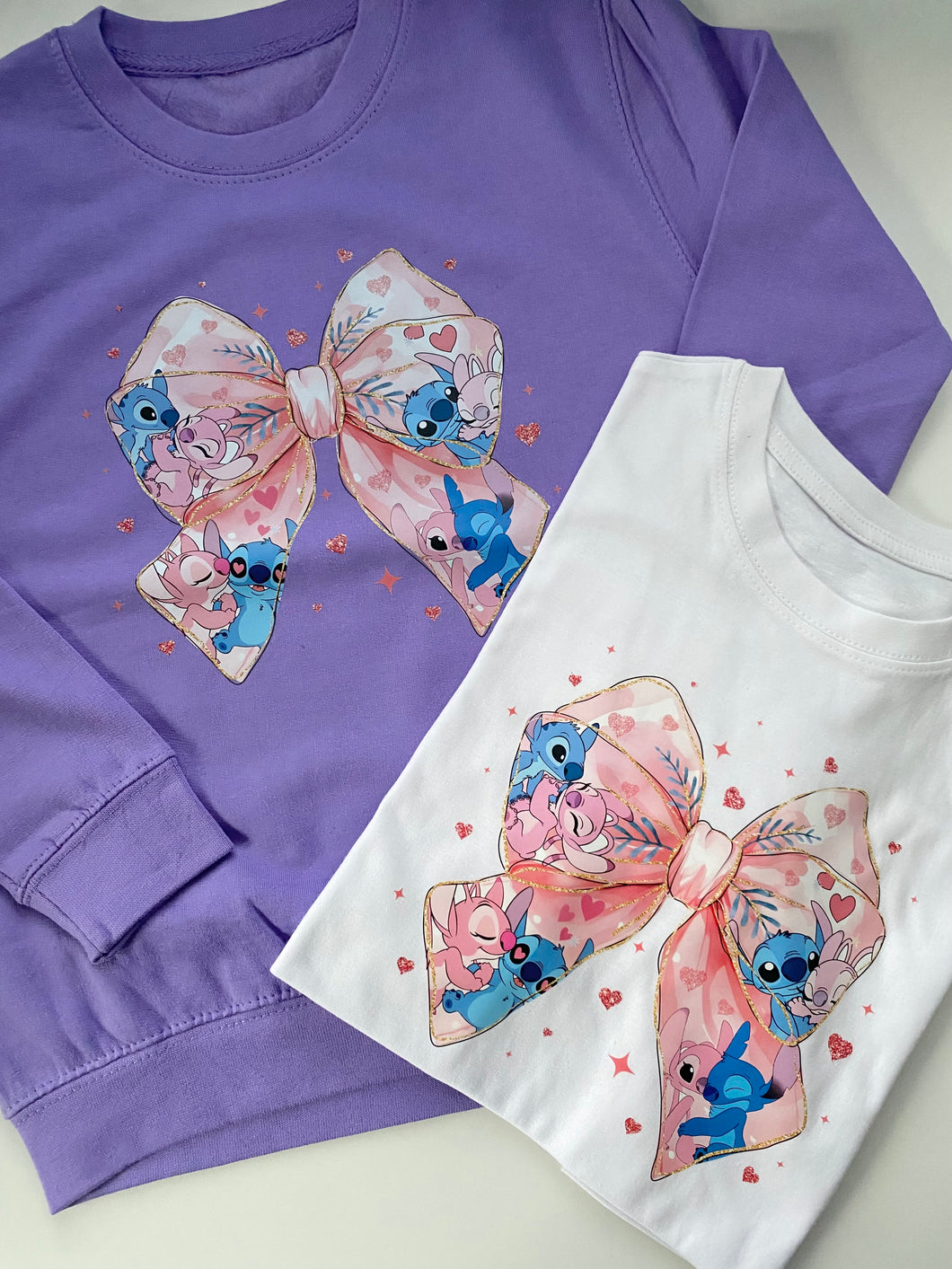 Stitch Bow Valentines Kids Sweatshirt