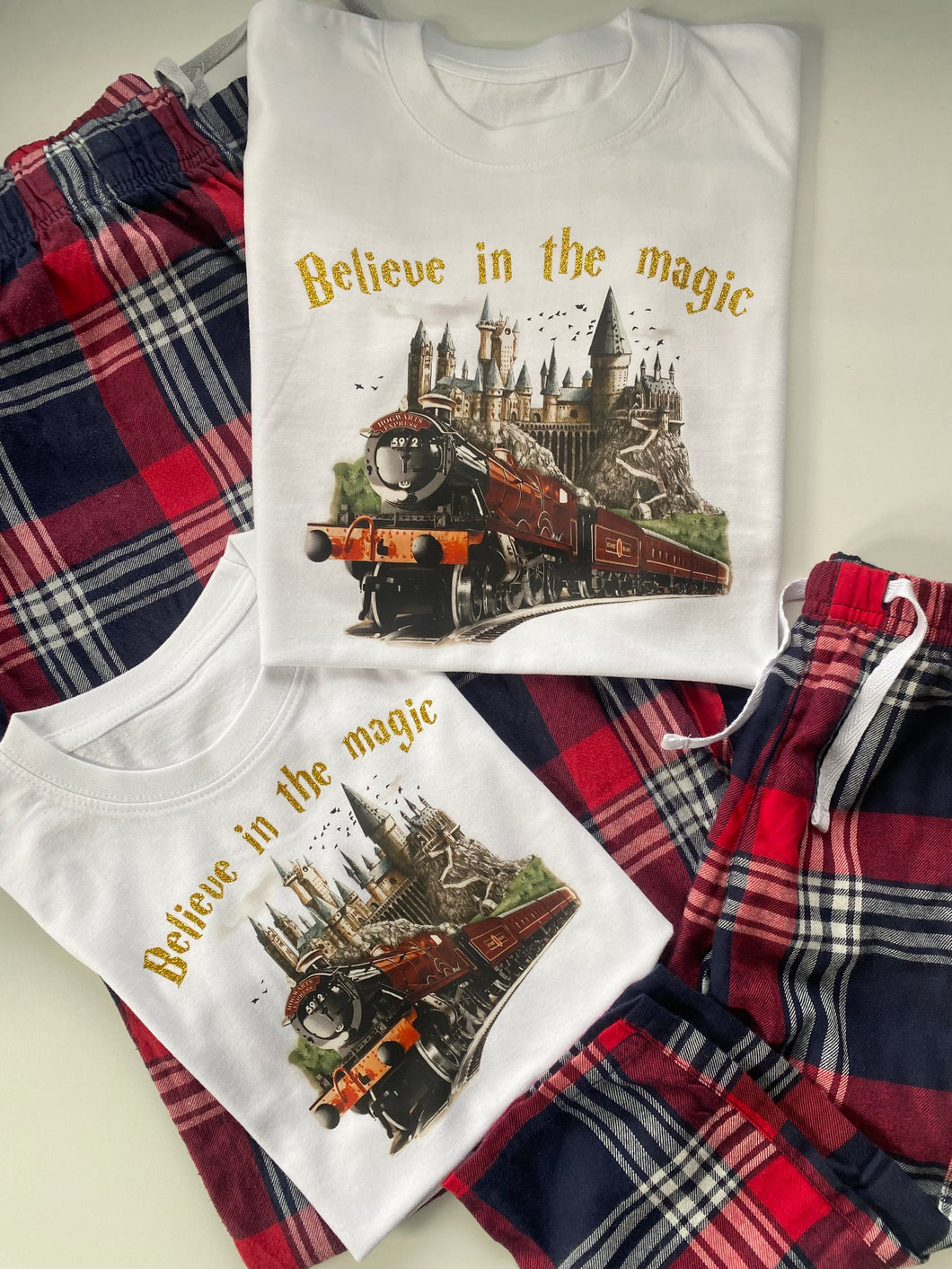 Believe in the Magic Train Family Tartan Pyjamas